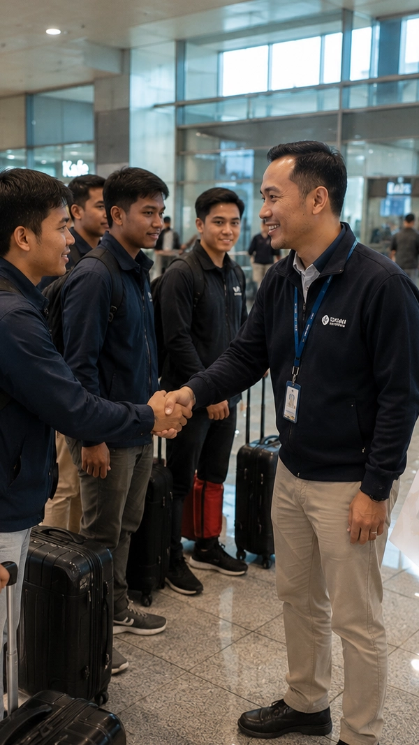 Penerimaan pekerja setelah tiba di negara tujuan